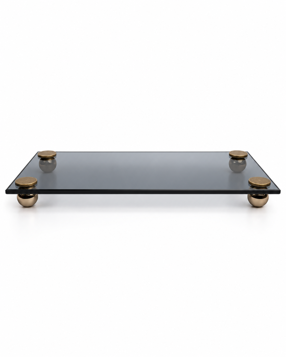 Gold Metal Ayaklı Füme Dikdörtgen Cam Stant